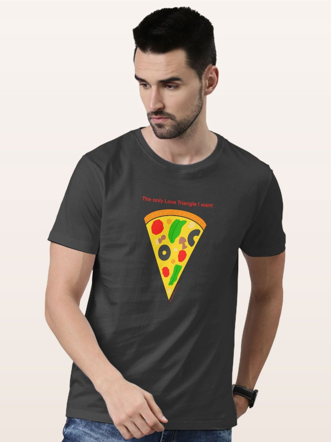 

macmerise Men Typography Printed Applique T-shirt, Grey