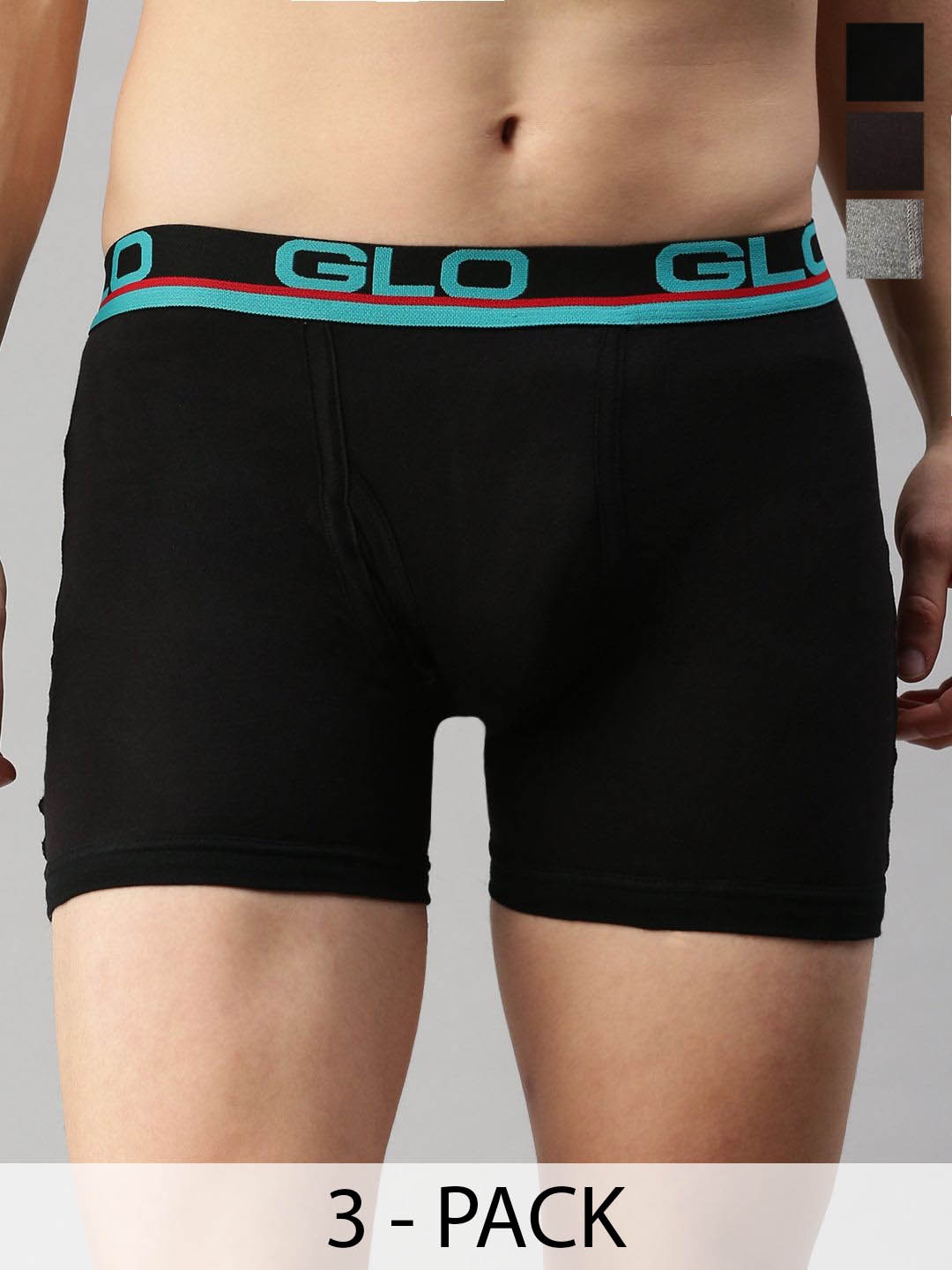 

Lux Cozi Pack Of 3 Cotton Trunks COZI_GLO_INTLCK_ASST4_3PC, Black