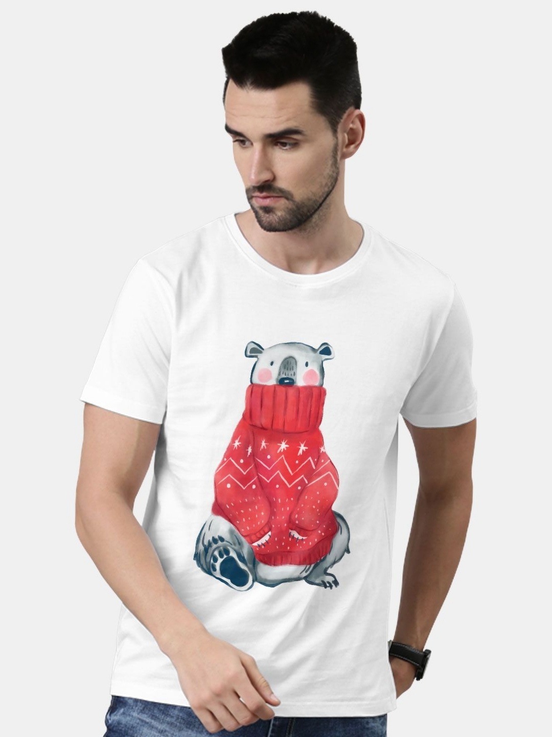 

macmerise Men Typography Printed Applique T-shirt, White