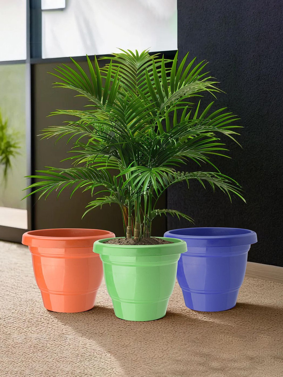 

Kuber Industries Green & Blue 3 Pieces 2-Layer Planters