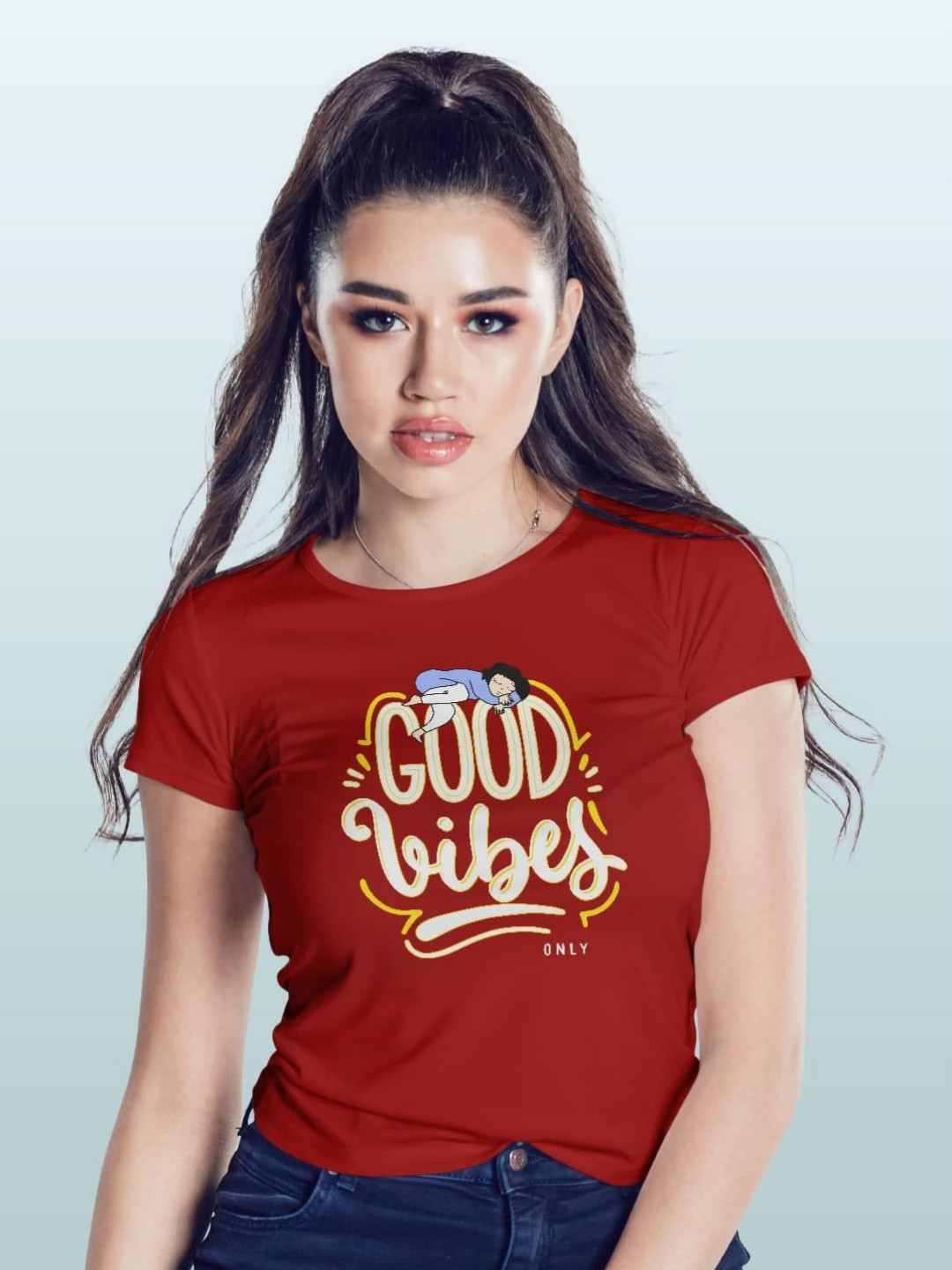 

macmerise Women Printed Extended Sleeves T-shirt, Red