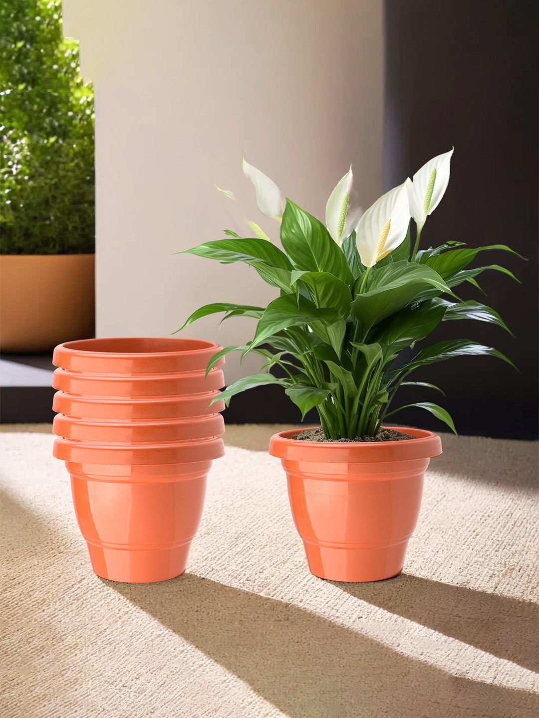 

Kuber Industries Orange-Coloured 6 Pieces 2-Layer Planters
