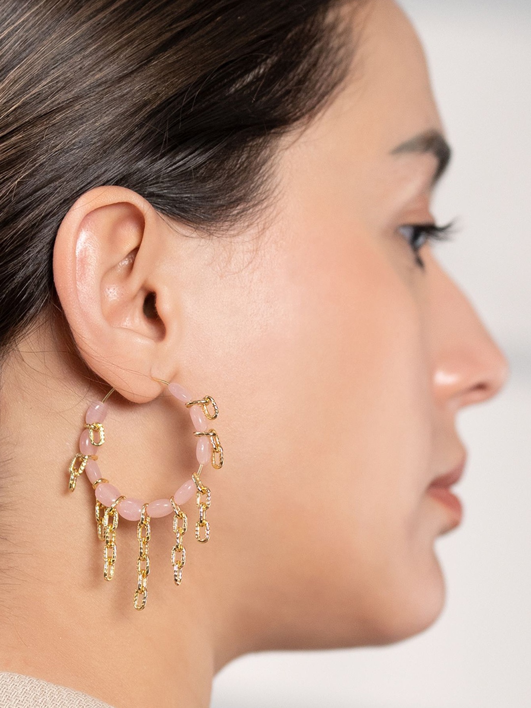 

D'oro Contemporary Hoop Earrings, Peach