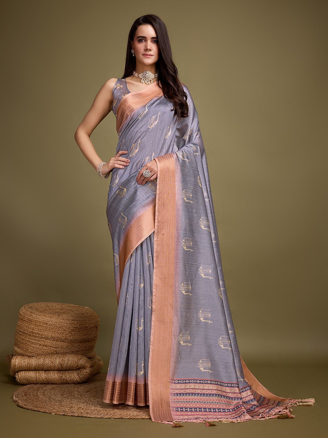 

Ishin Ethnic Motifs Zari Saree, Blue
