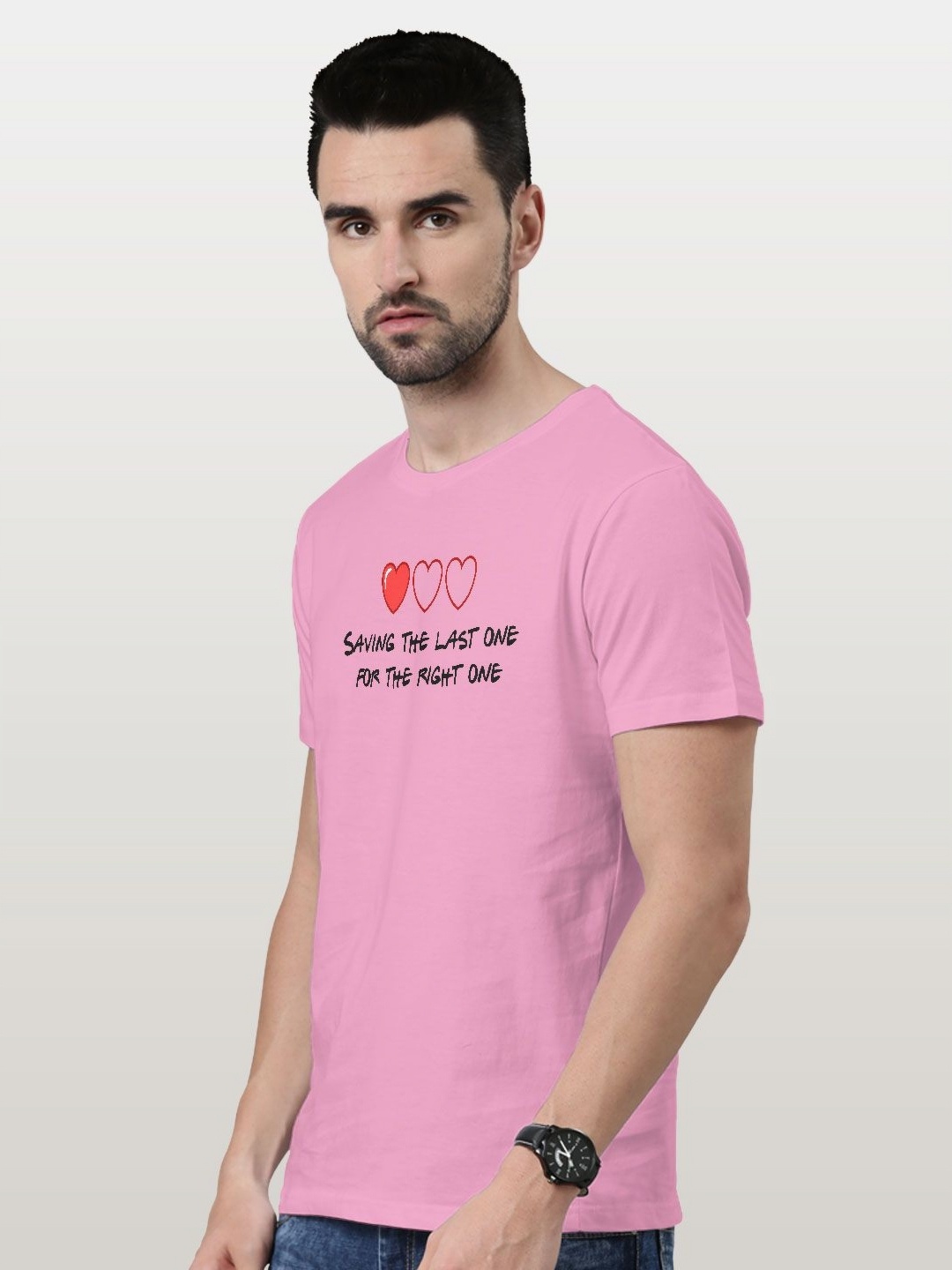 

macmerise Men Typography Printed Applique T-shirt, Pink