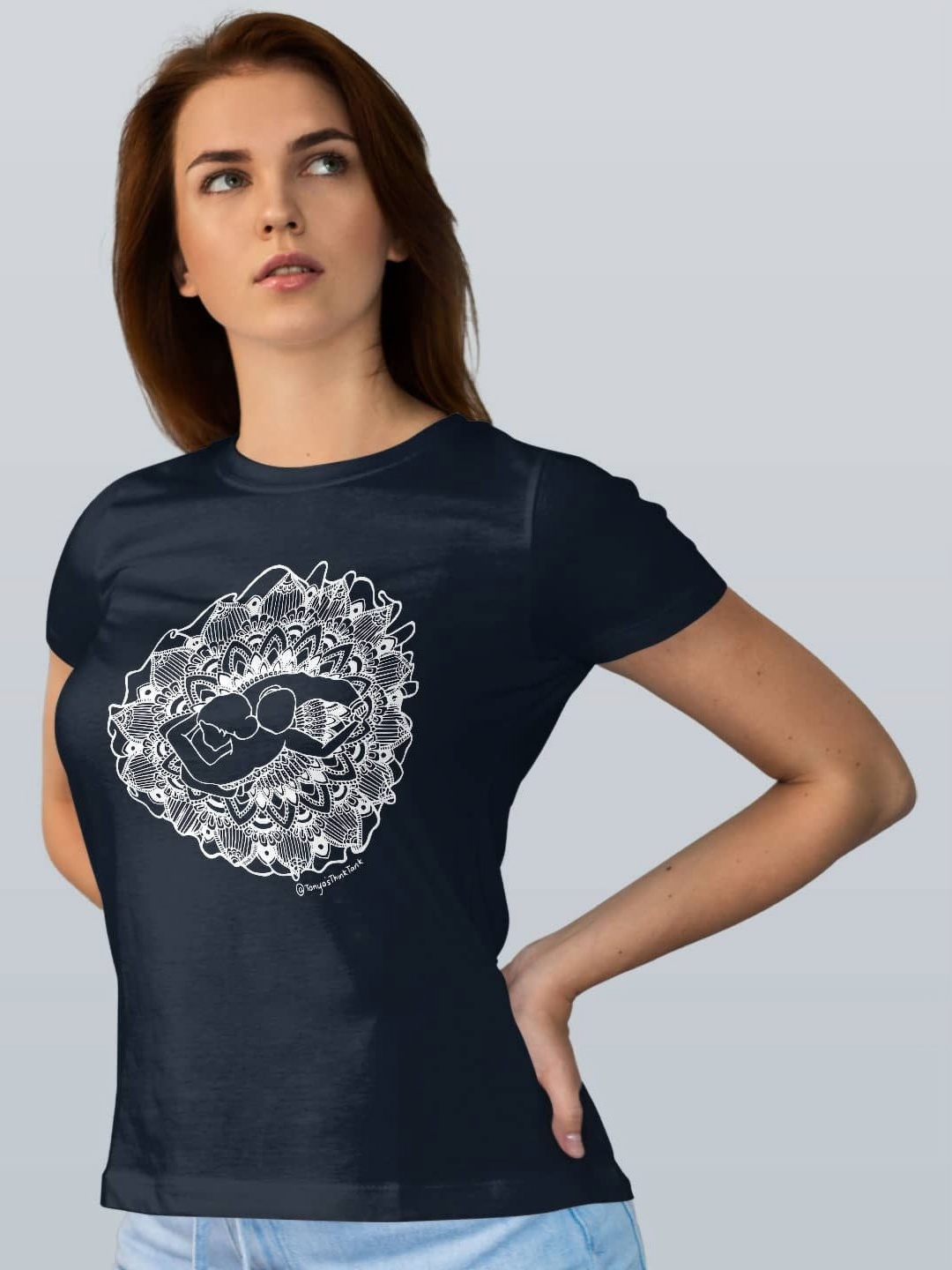 

macmerise Women Printed Extended Sleeves T-shirt, Navy blue