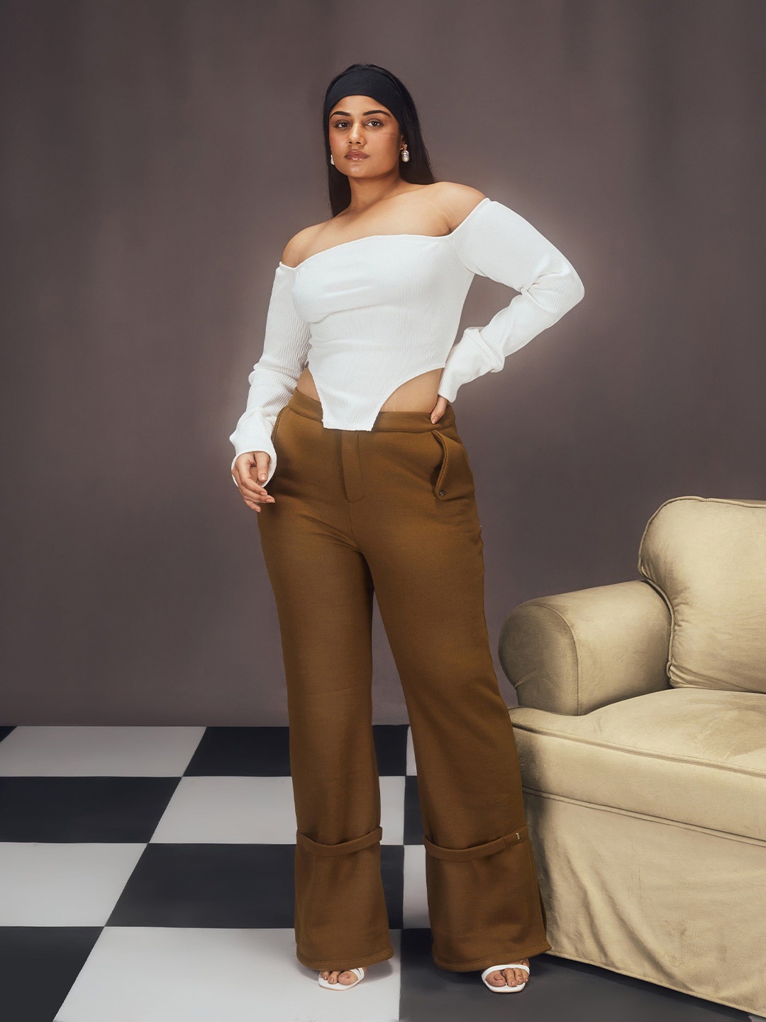 

Lea Clothing Co. Ribbed Pure Cotton Top With Trousers, White