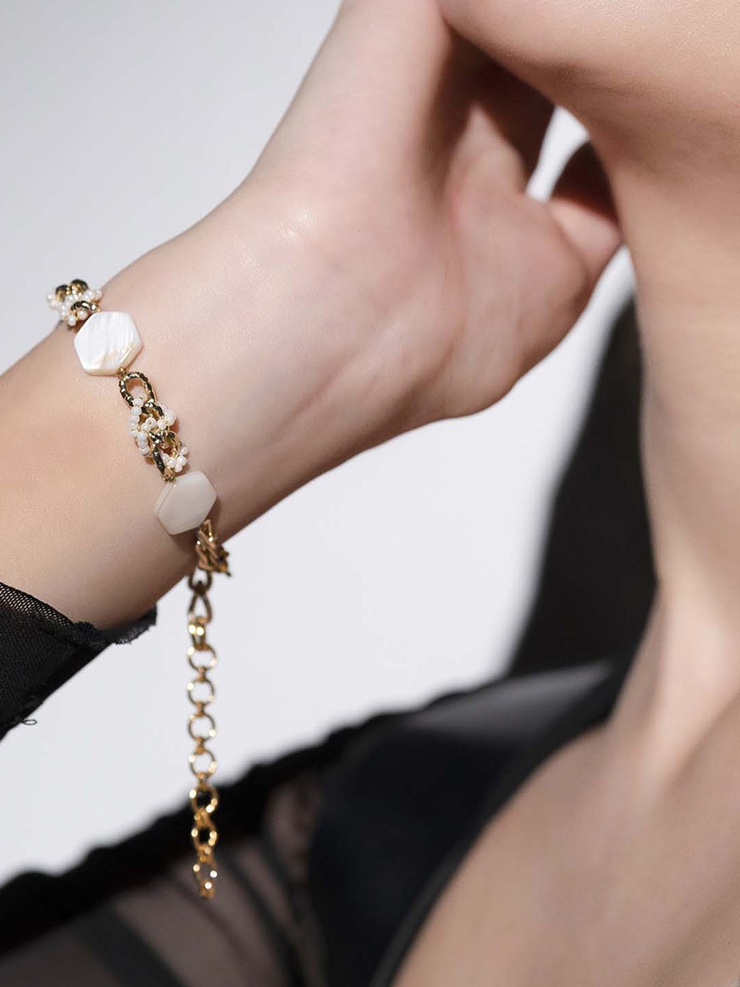 

D'oro Gold-Plated Beaded Link Bracelet