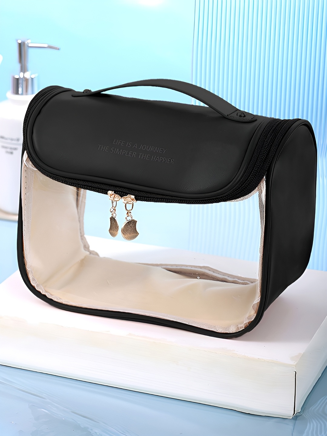 

Aura Black & Transparent Printed Makeup Organiser