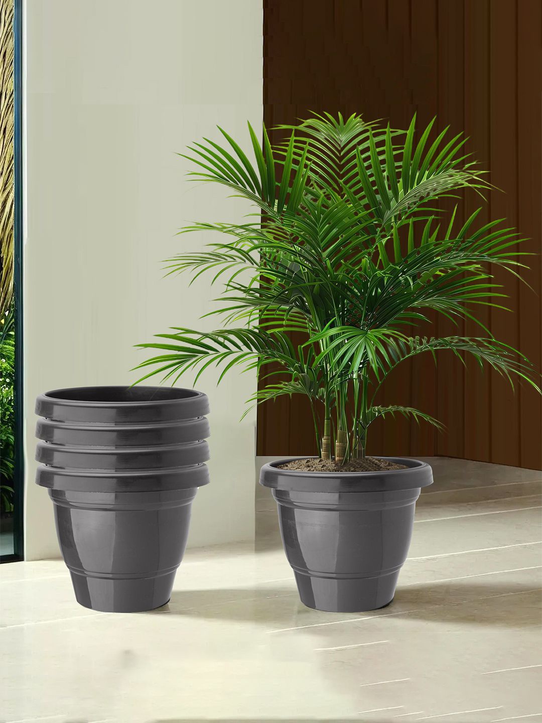 

Kuber Industries Black 5 Pieces 2-Layer Planters