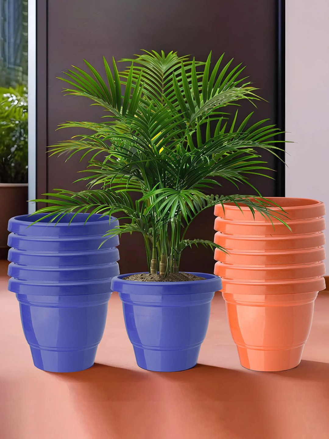 

Kuber Industries Orange-Colored & Blue 12 Pieces Durable Planters