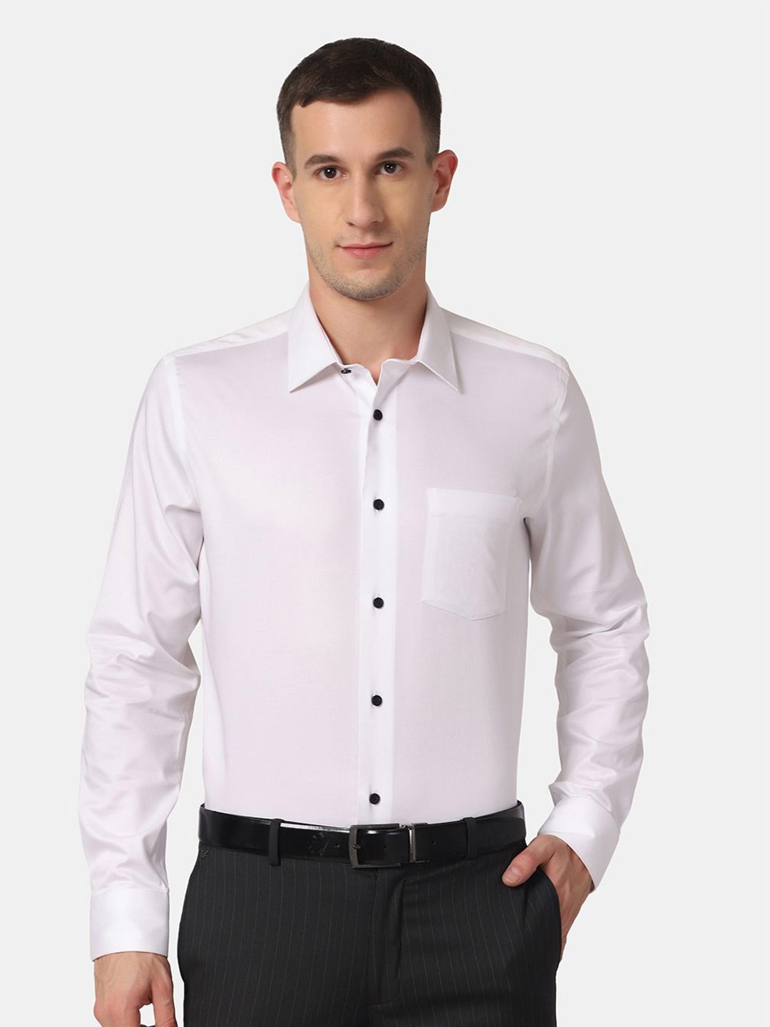 

Blackberrys Men Solid Formal Slim Fit Cotton Shirt, White