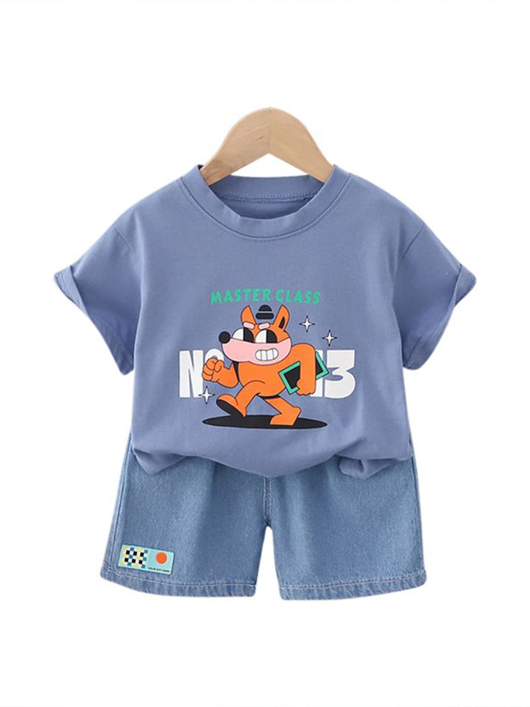 

StyleCast x Revolte Infant Boys Printed Pure Cotton T-shirt With Shorts, Blue