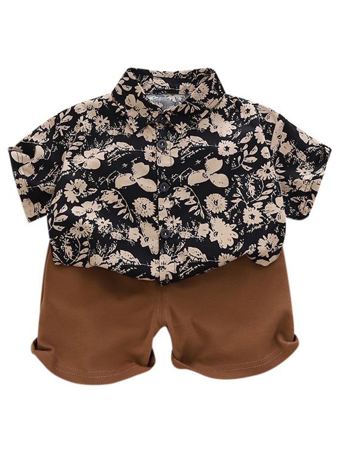 

StyleCast x Revolte Boys Printed Pure Cotton Shirt with Shorts, Black