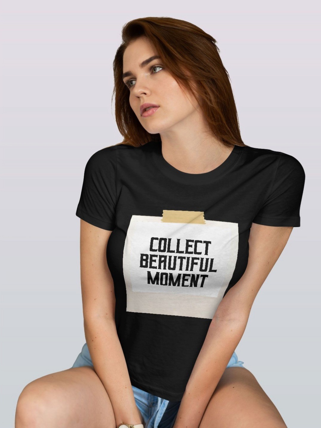 

macmerise Women Typography Colourblocked Pockets T-shirt, Black