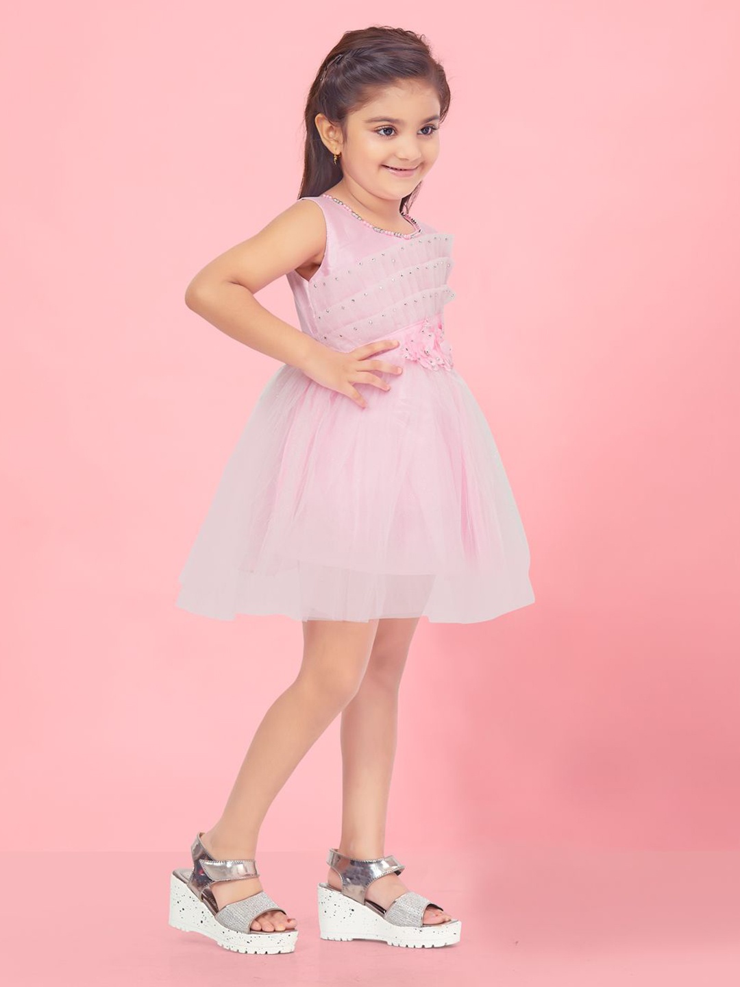 

BAESD Girls Net Fit & Flare Dress, Pink
