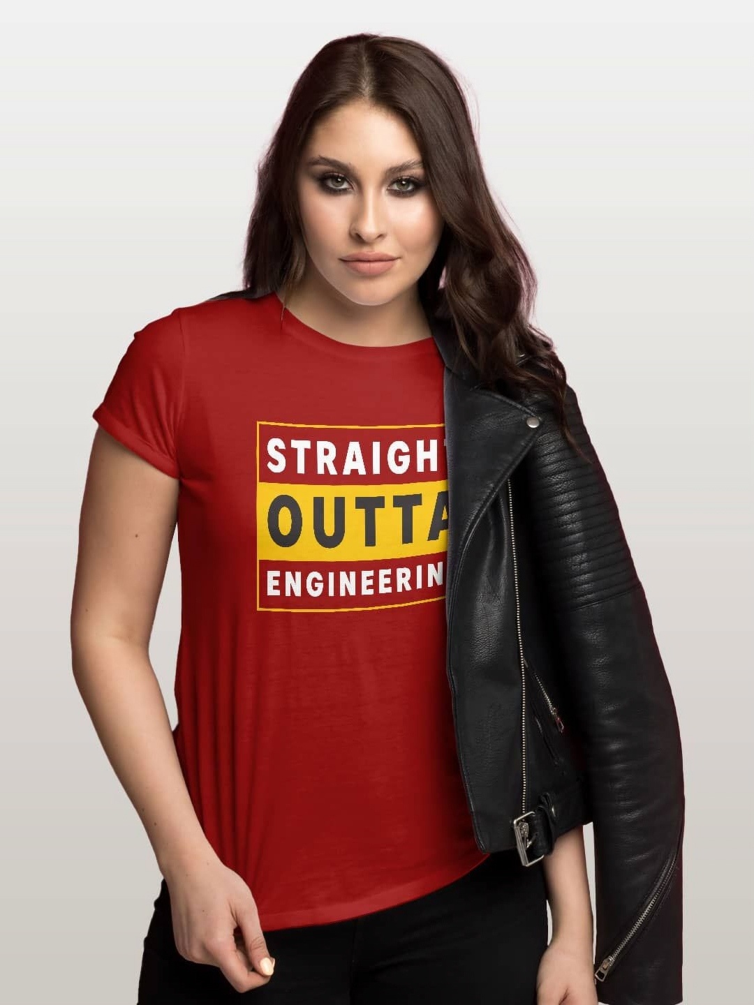 

macmerise Women Typography Printed Applique T-shirt, Red