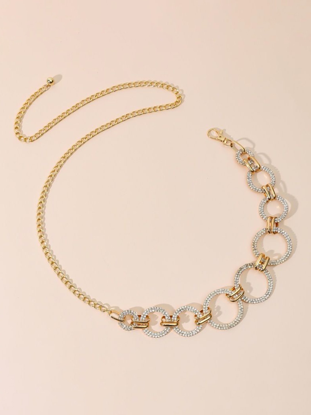 

SYGA Stone Studded Metal Waist Chain, Gold