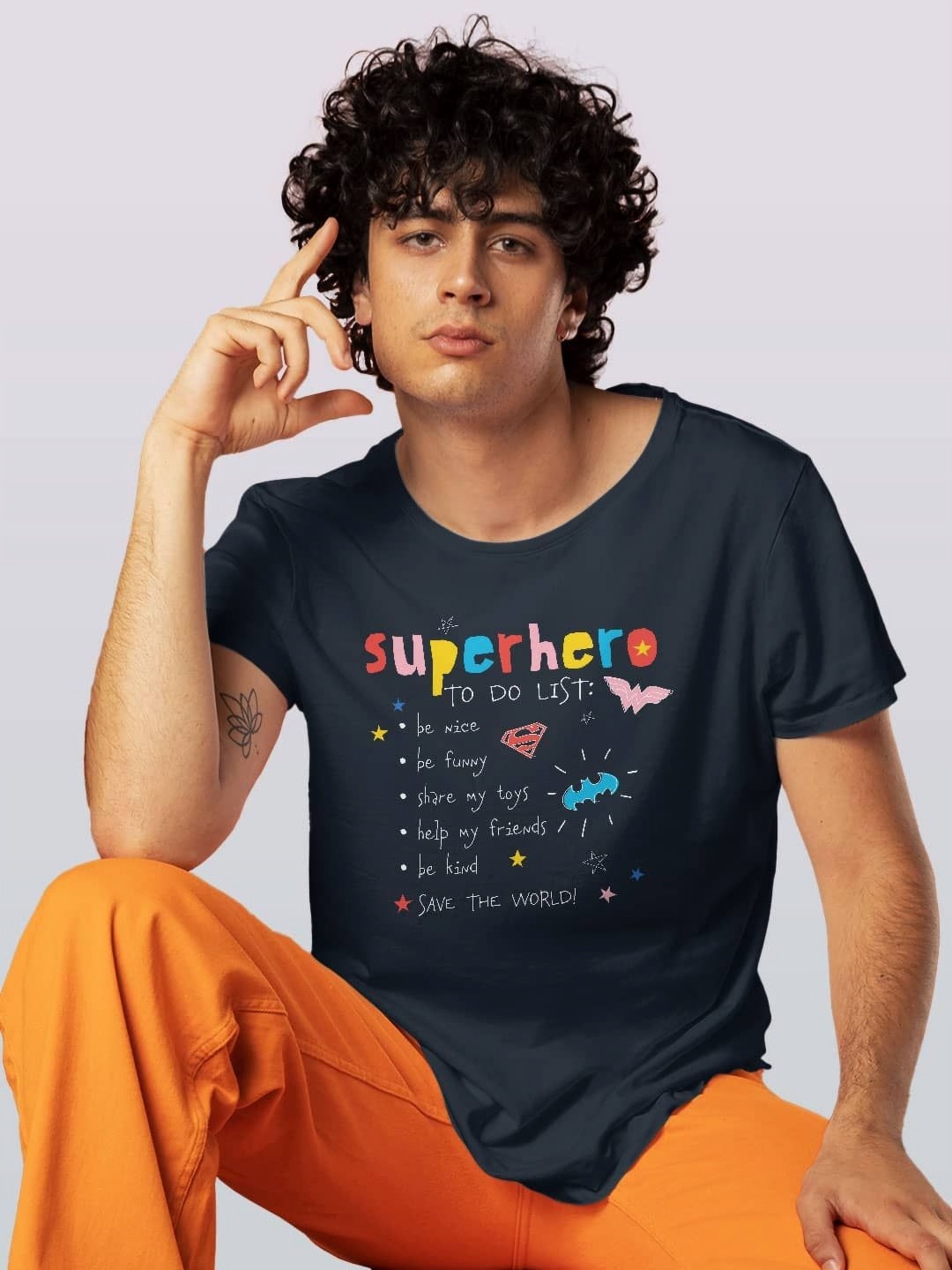 

macmerise Men Typography Printed V-Neck Applique T-shirt, Blue