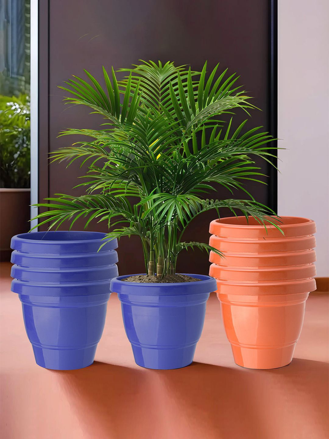 

Kuber Industries Blue & Orange 10 Pieces Planter