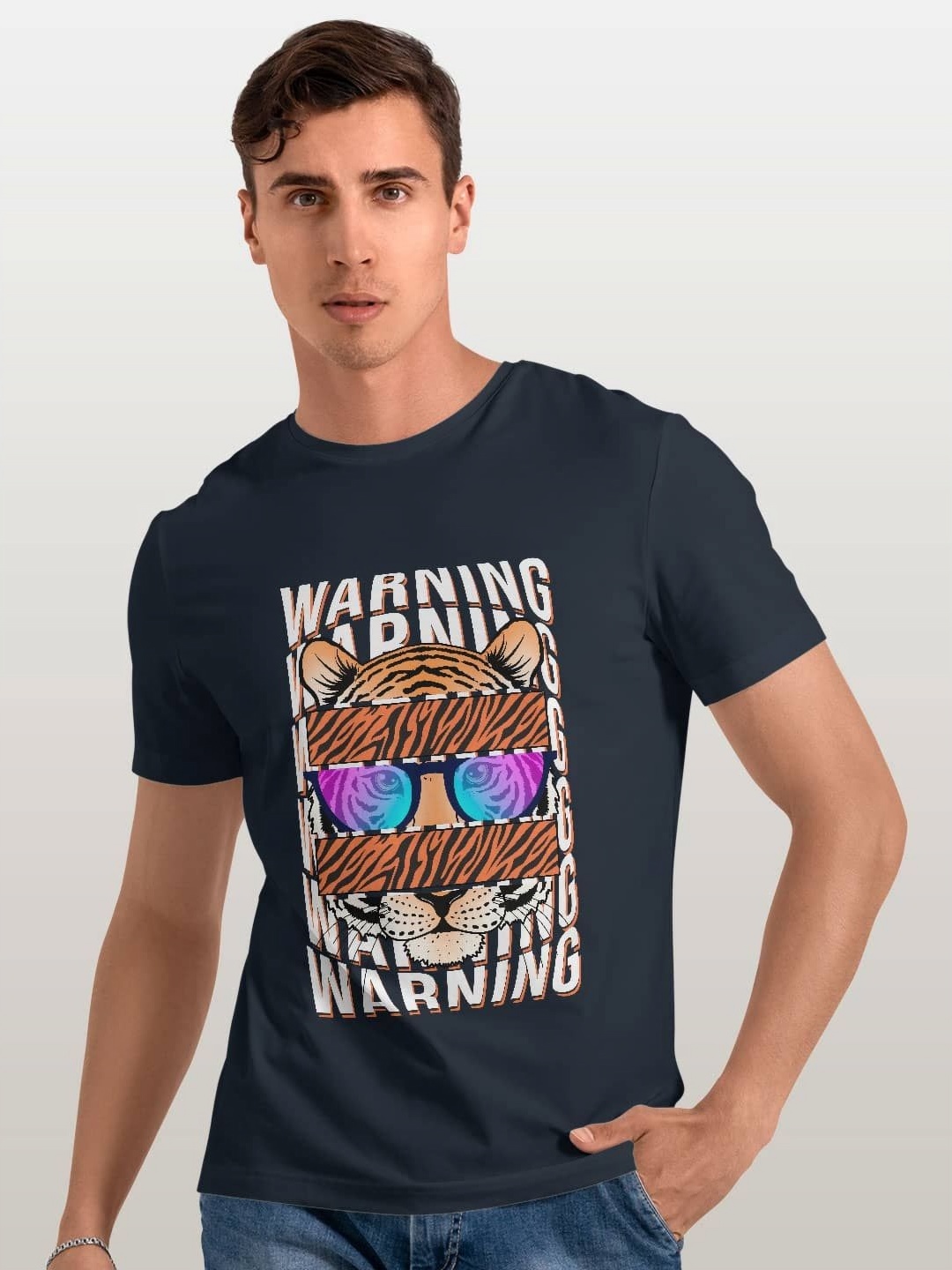 

macmerise Men Printed Pockets T-shirt, Blue