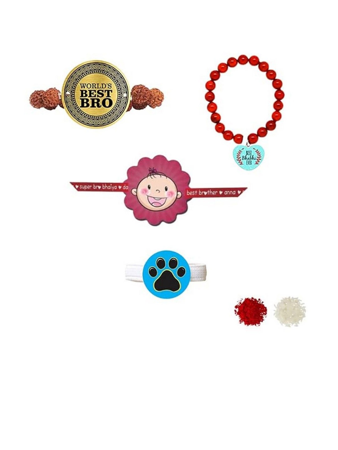 

THEYAYACAFE Boys Set of 4 Thread Rakhi, Brown