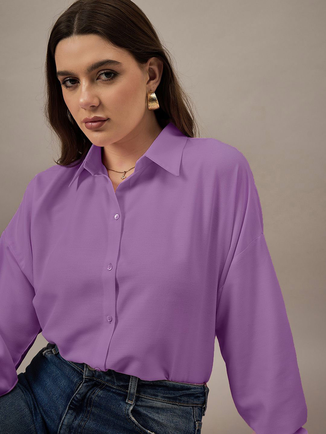 

The Roadster Lifestyle Co Oversized Casual Shirts, Lavender