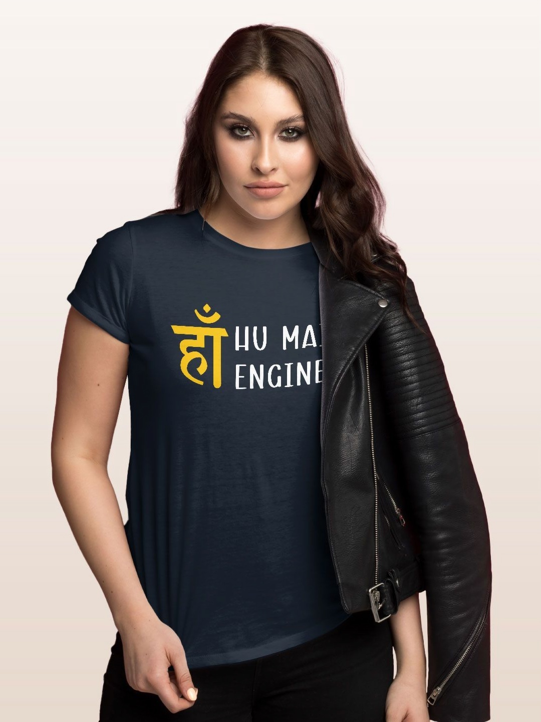 

macmerise Women Typography Printed T-shirt, Navy blue