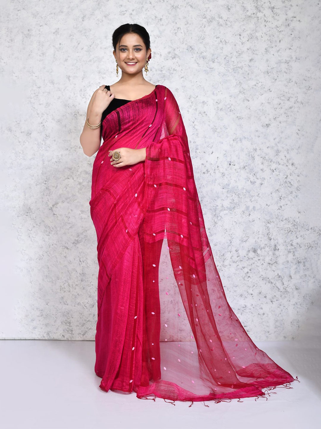 

SPRISH Woven Design Pure Silk Saree, Pink