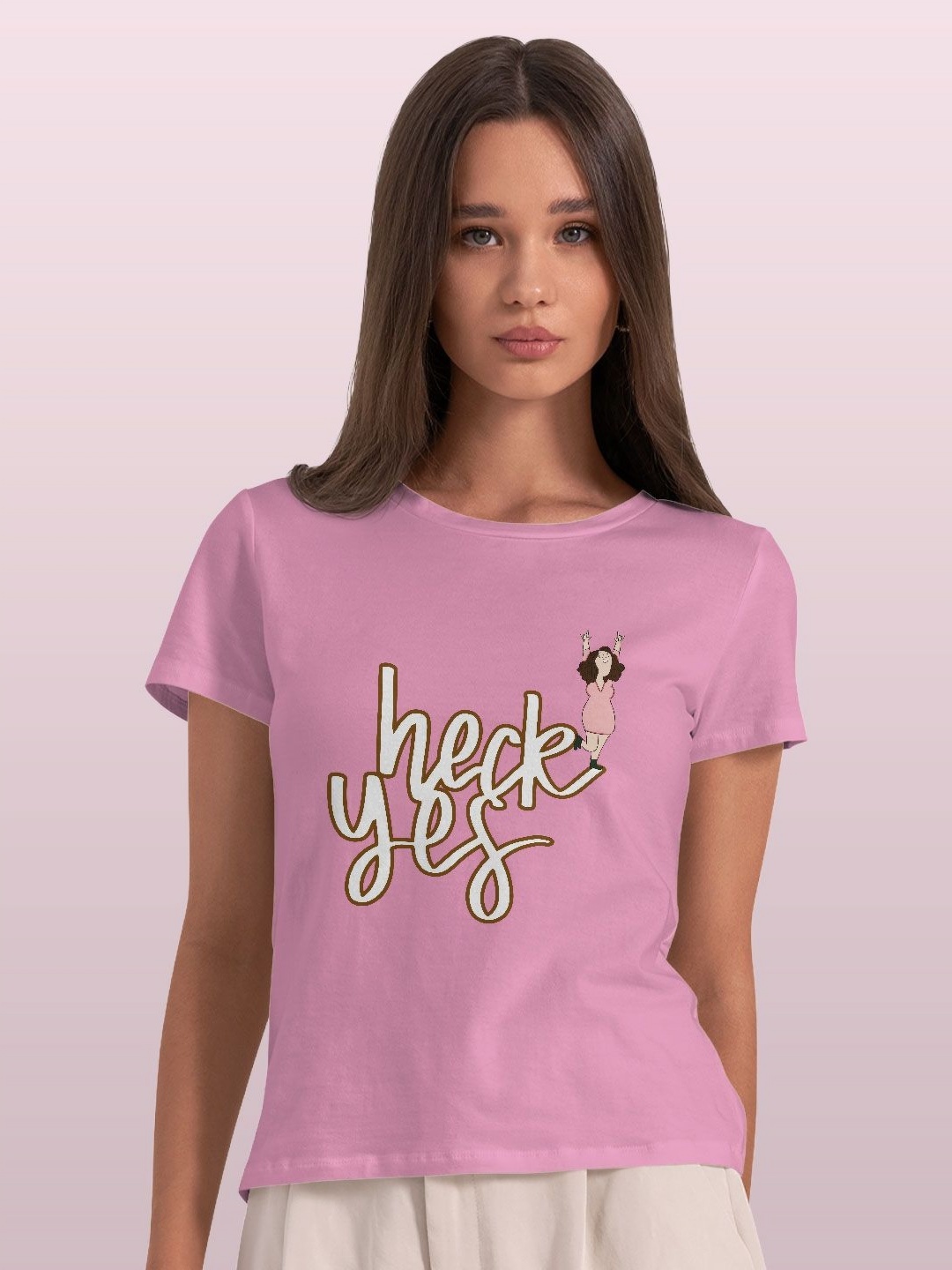 

macmerise Women V-Neck Drop-Shoulder Sleeves T-shirt, Pink