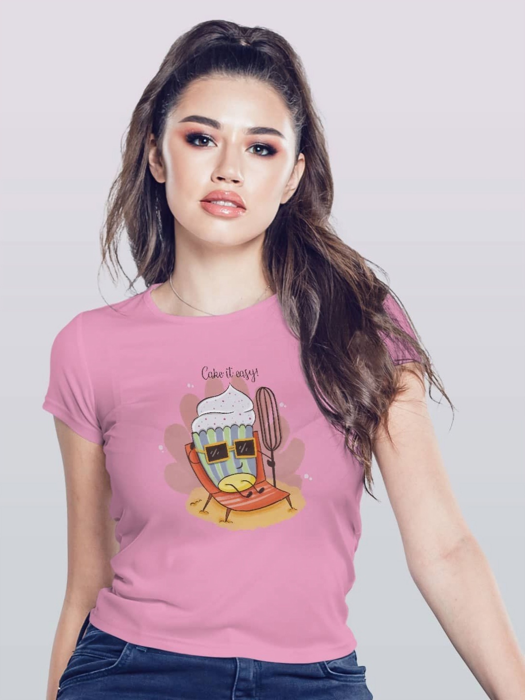 

macmerise Women Printed Applique T-shirt, Pink
