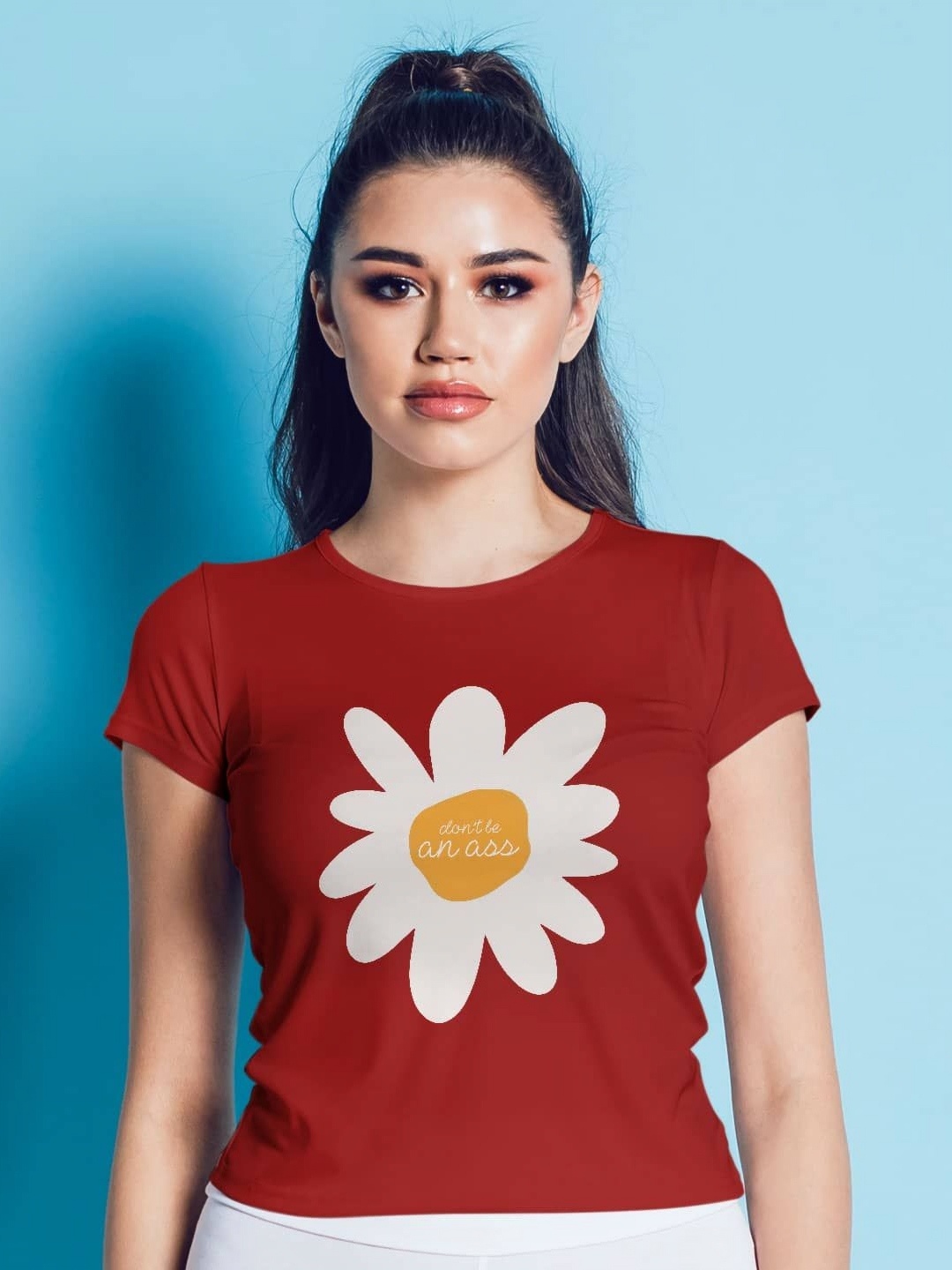

macmerise Women Printed Applique T-shirt, Red