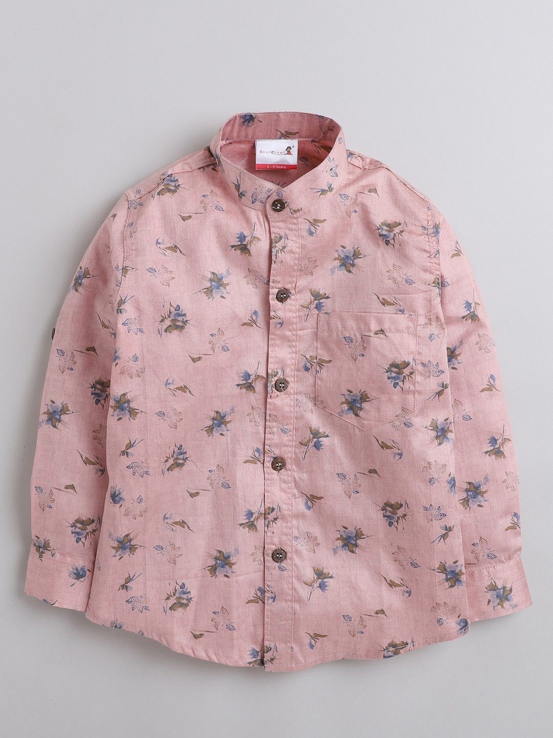 

BAATCHEET Boys Opaque Printed Casual Shirt, Peach