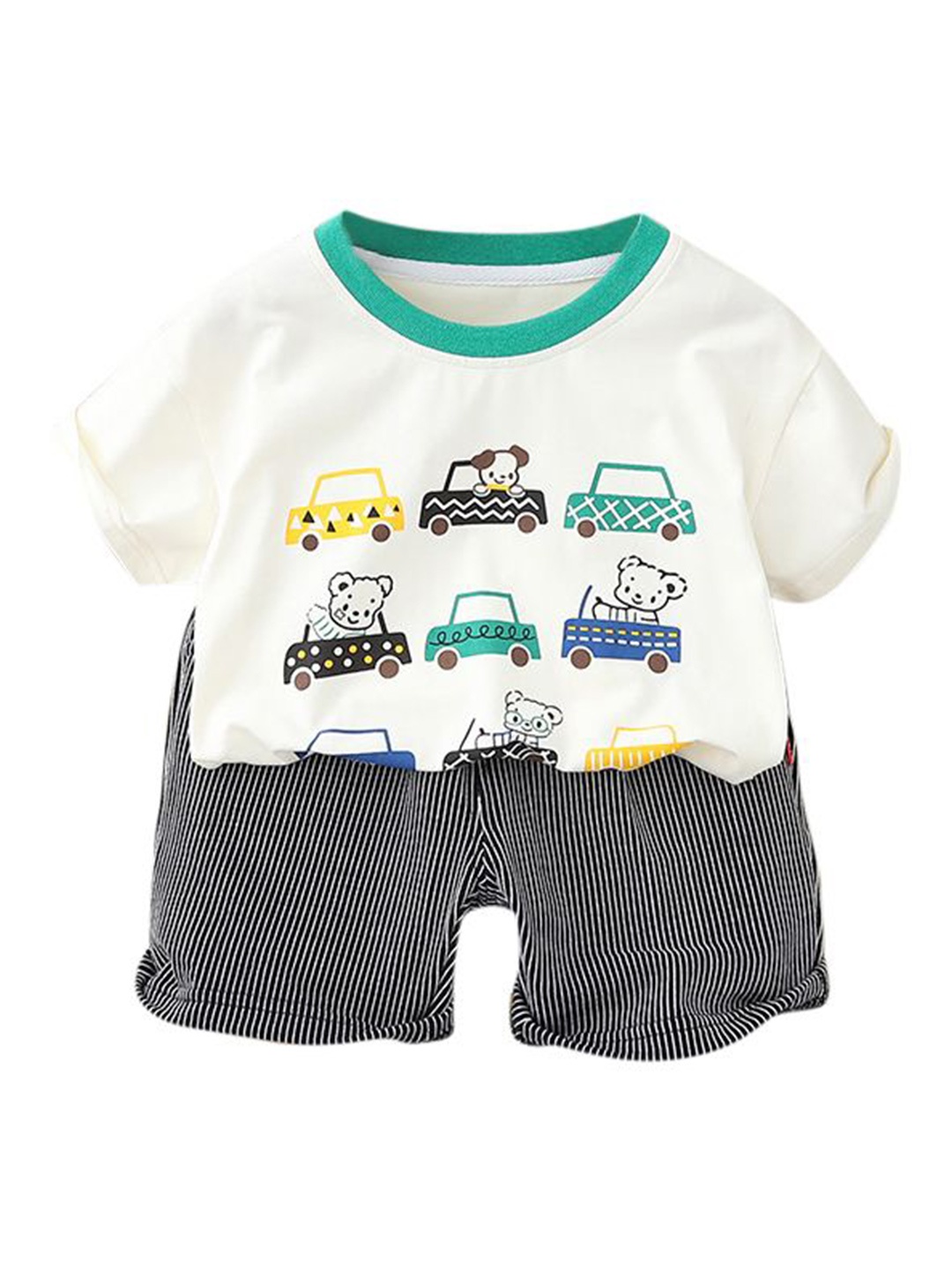 

StyleCast x Revolte Boys Printed Pure Cotton T-shirt With Shorts, Green
