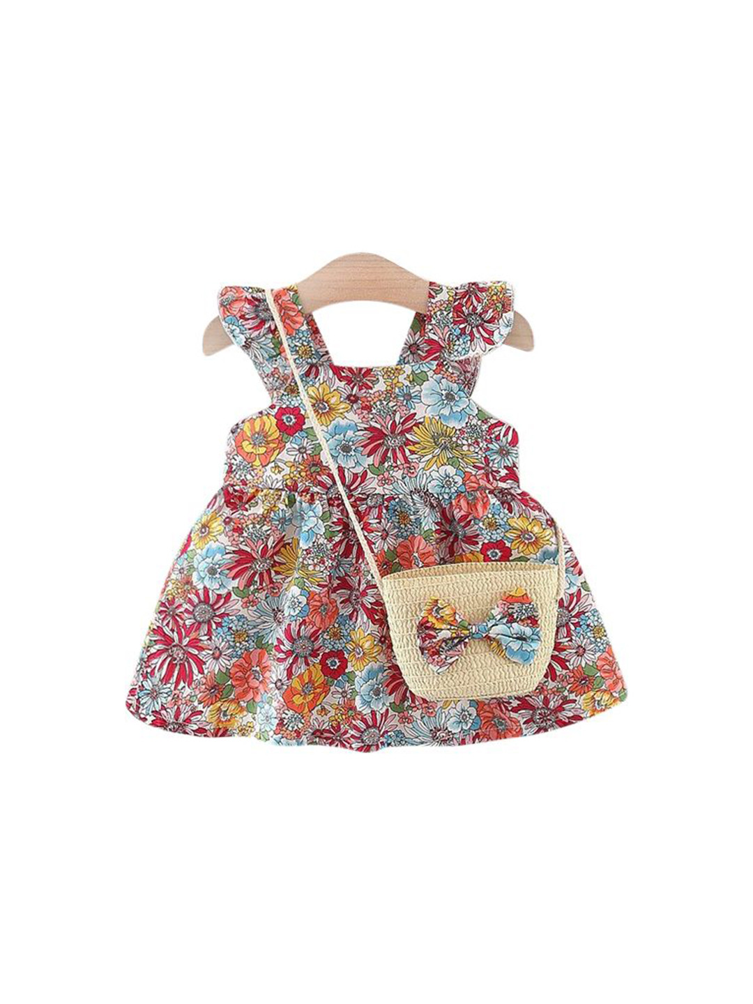 

StyleCast x Revolte Girls Floral Flutter Sleeves A-Line Dress, Red