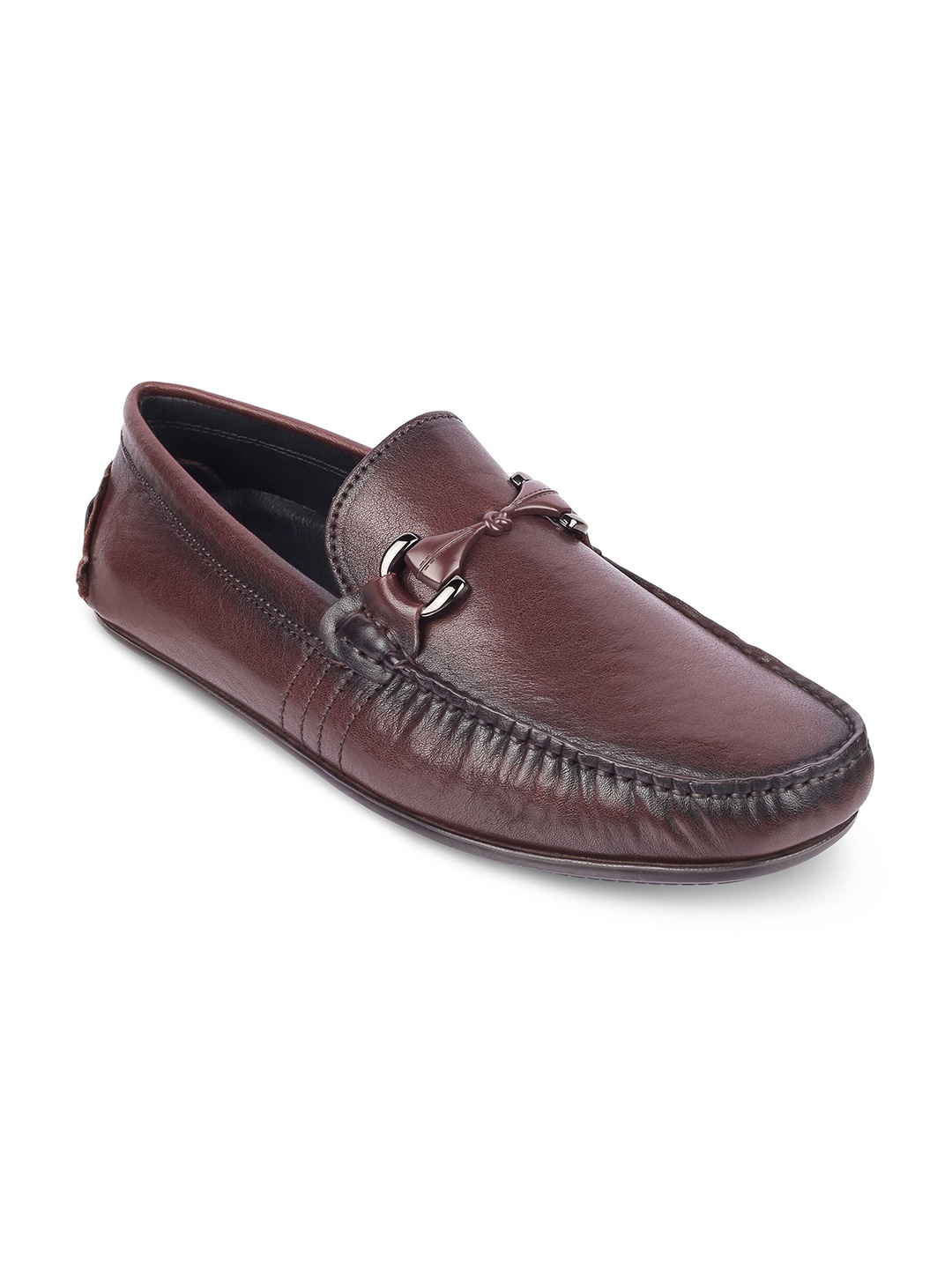 

Tresmode Men Leather Horsebit Loafers Loafers, Brown