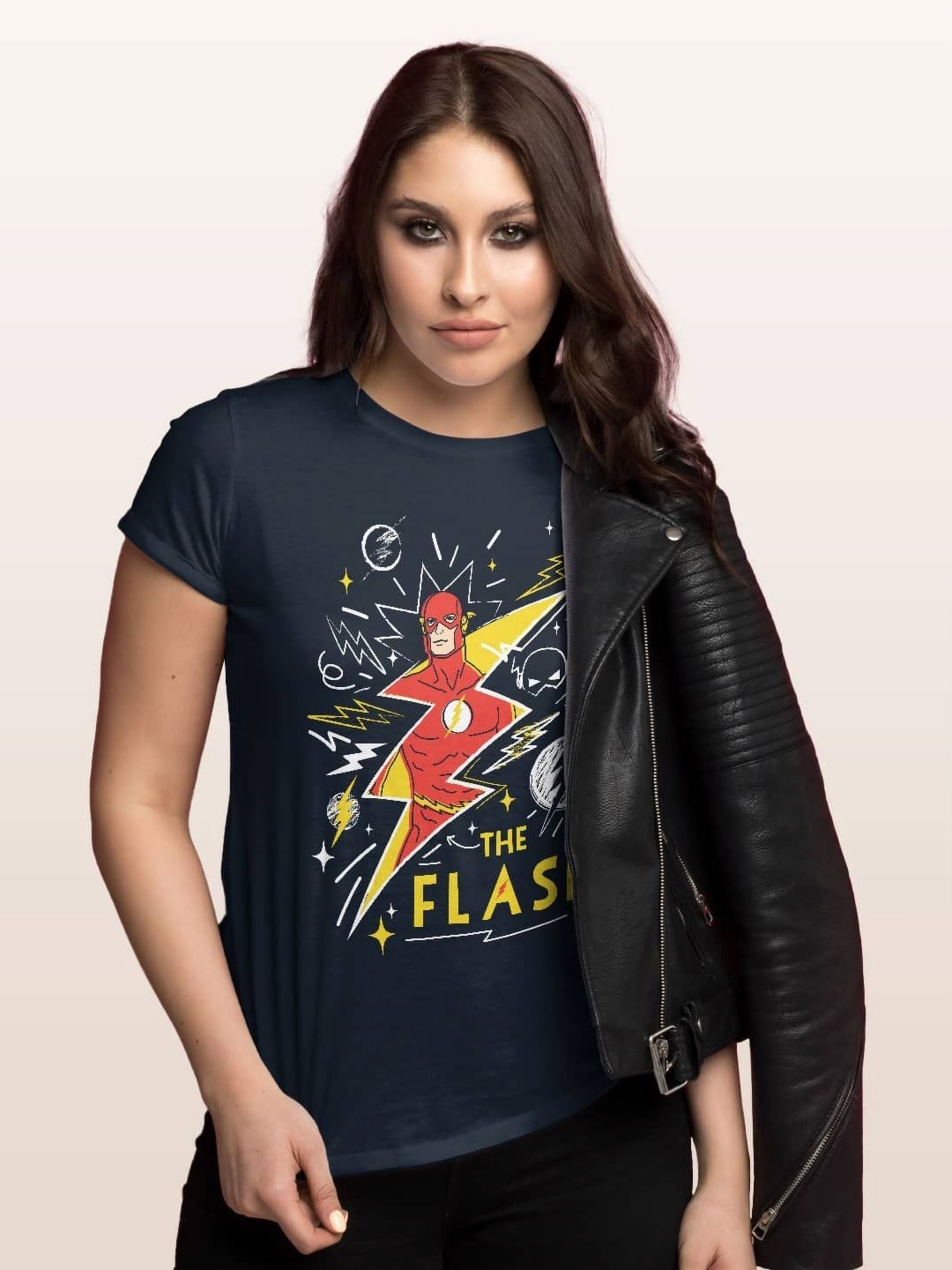 

macmerise Women Printed Extended Sleeves T-shirt, Navy blue