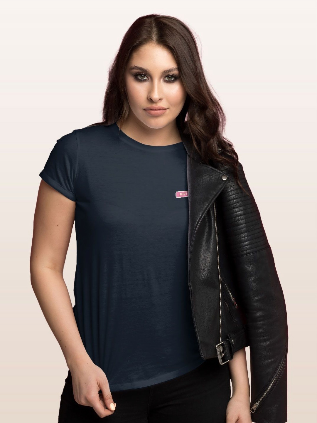 

macmerise Women V-Neck T-shirt, Navy blue