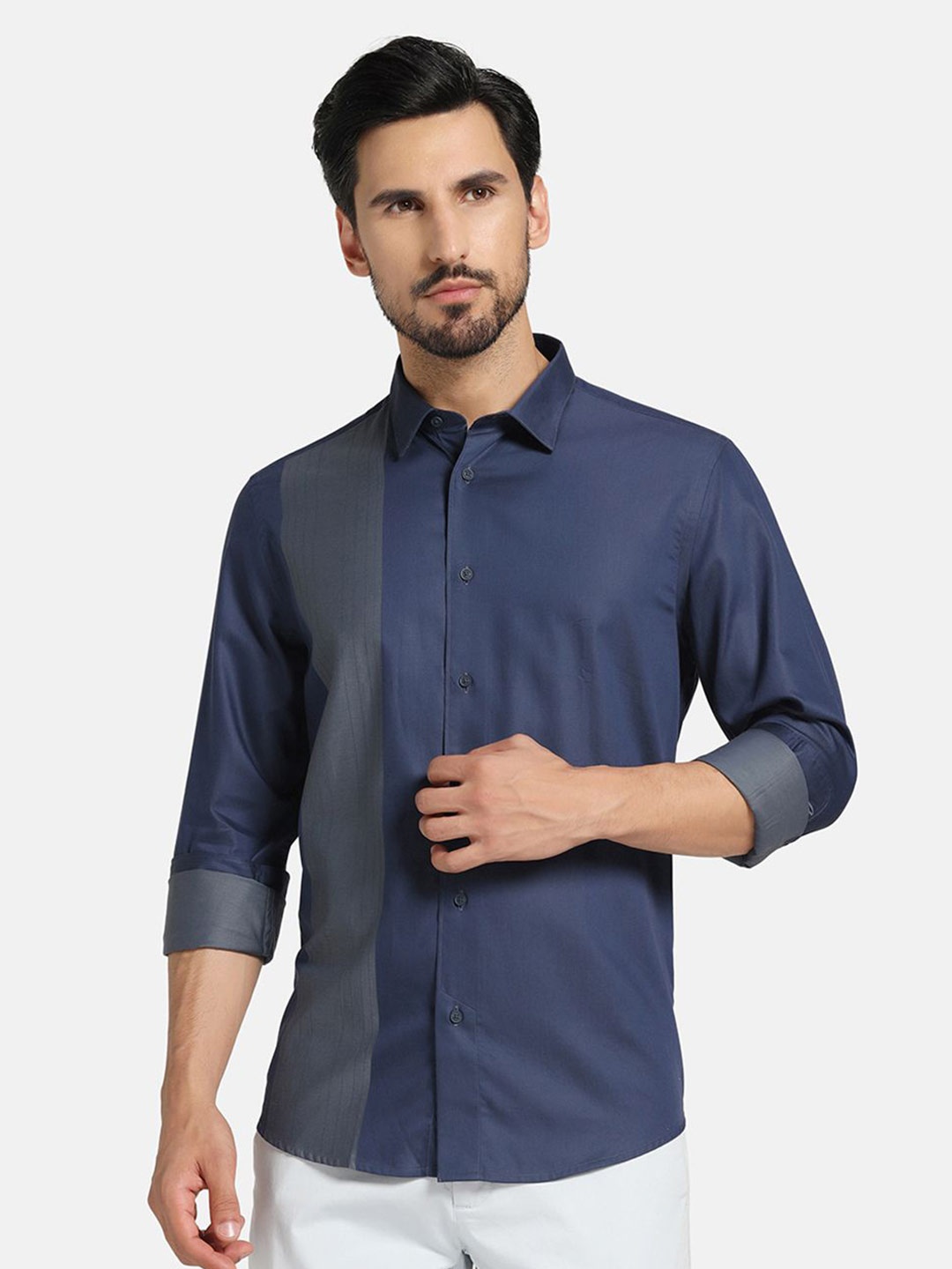 

Blackberrys Men Slim Fit Opaque Formal Shirt, Navy blue