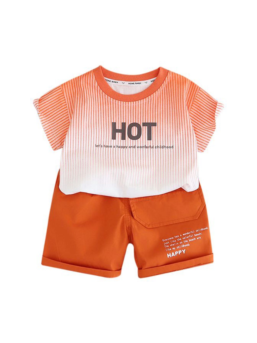 

StyleCast x Revolte Boys Printed Pure Cotton T-shirt with Shorts, Orange