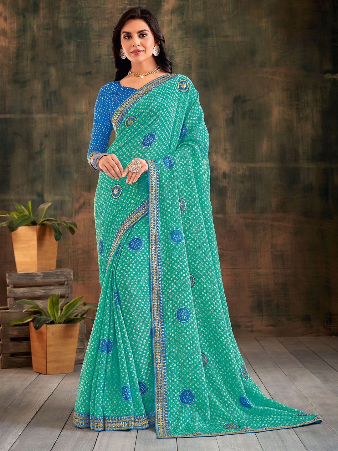 

Laxmipati Bandhani Zardozi Saree, Blue