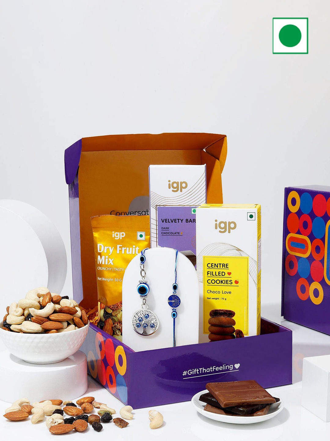 

IGP Evil-Eye Bhaiya Bhabhi Rakhi With Gift Hamper, Multi