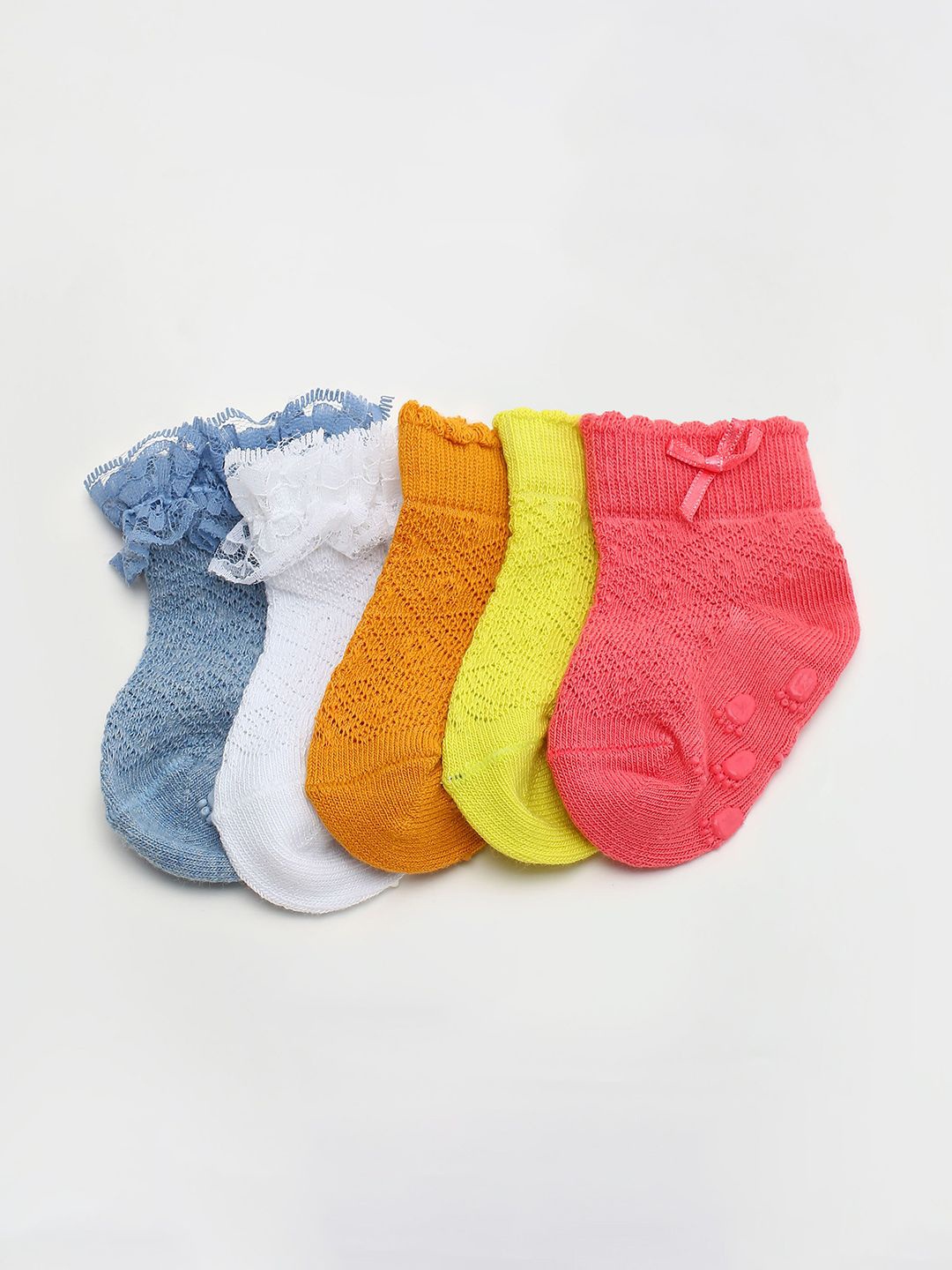 

max Infants Girls Pack Of 5 Ankle-Length Socks, White