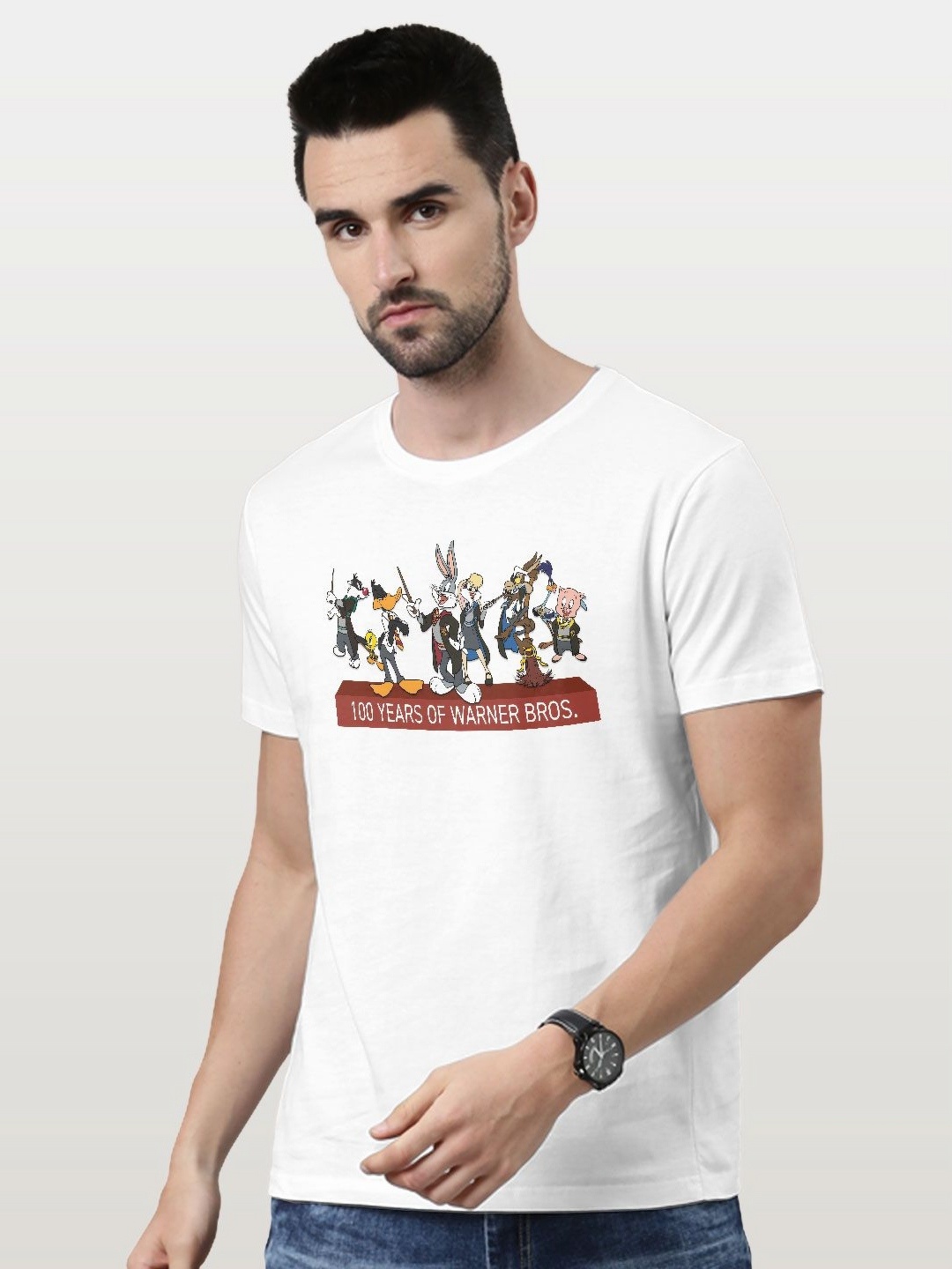

macmerise Men Printed Applique T-shirt, White
