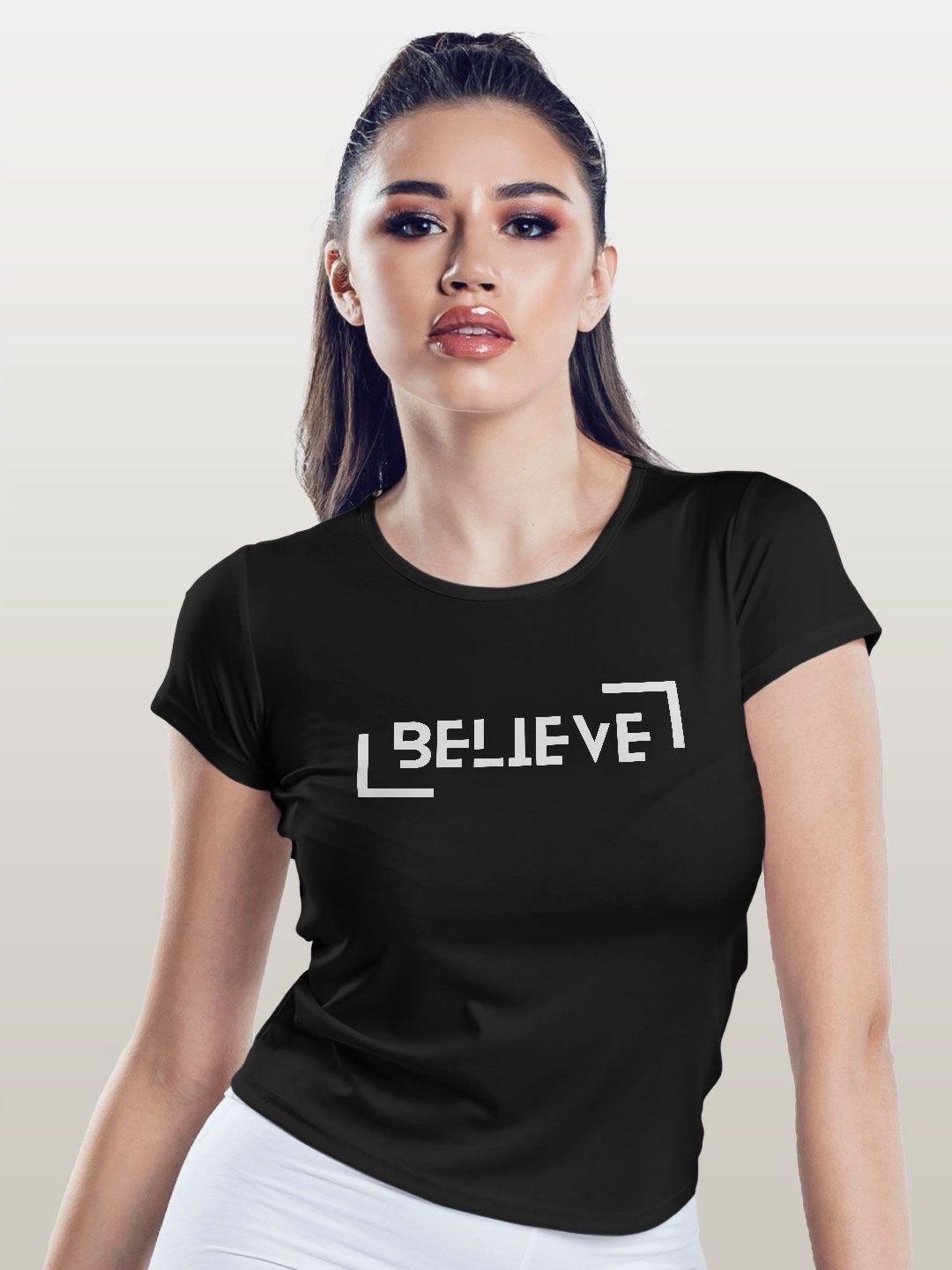 

macmerise Women Typography Printed T-shirt, Black