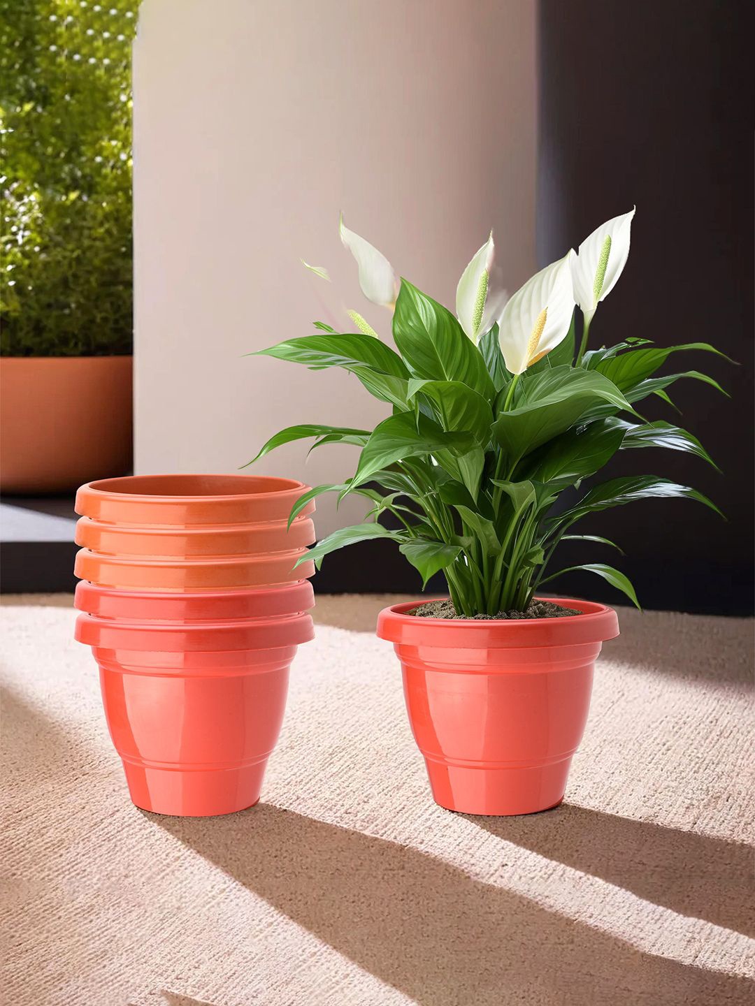 

Kuber Industries Red & Orange 6 Pieces 2-Layered Durable Planters