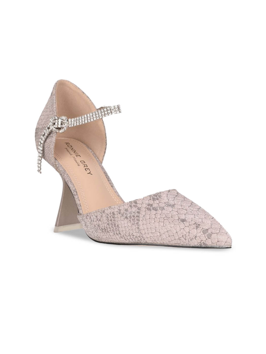 

Ronnie Grey Women Textured PU Block Heel Pumps, Copper