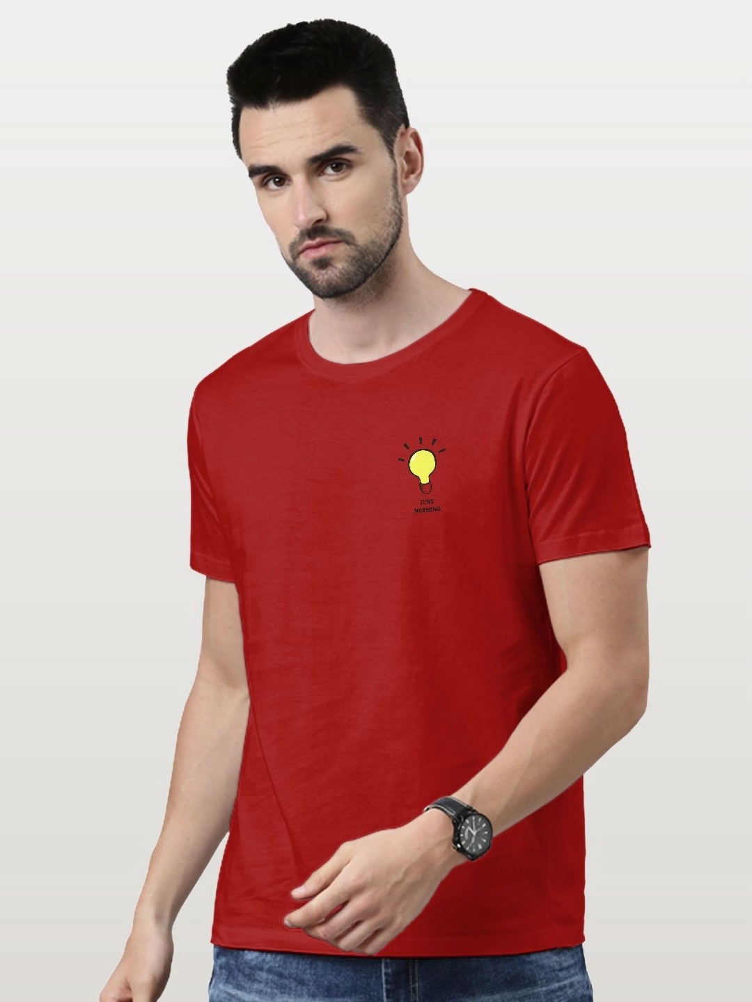 

macmerise Men Applique T-shirt, Red