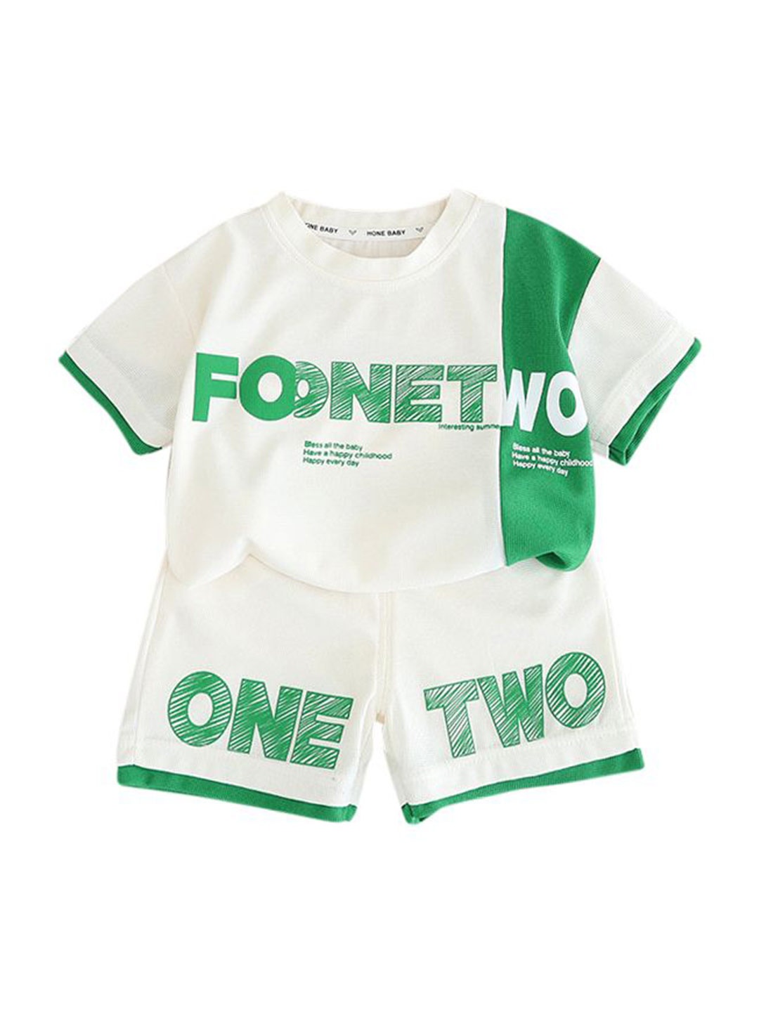 

StyleCast x Revolte Boys Printed Pure Cotton T-shirt with Shorts, Green