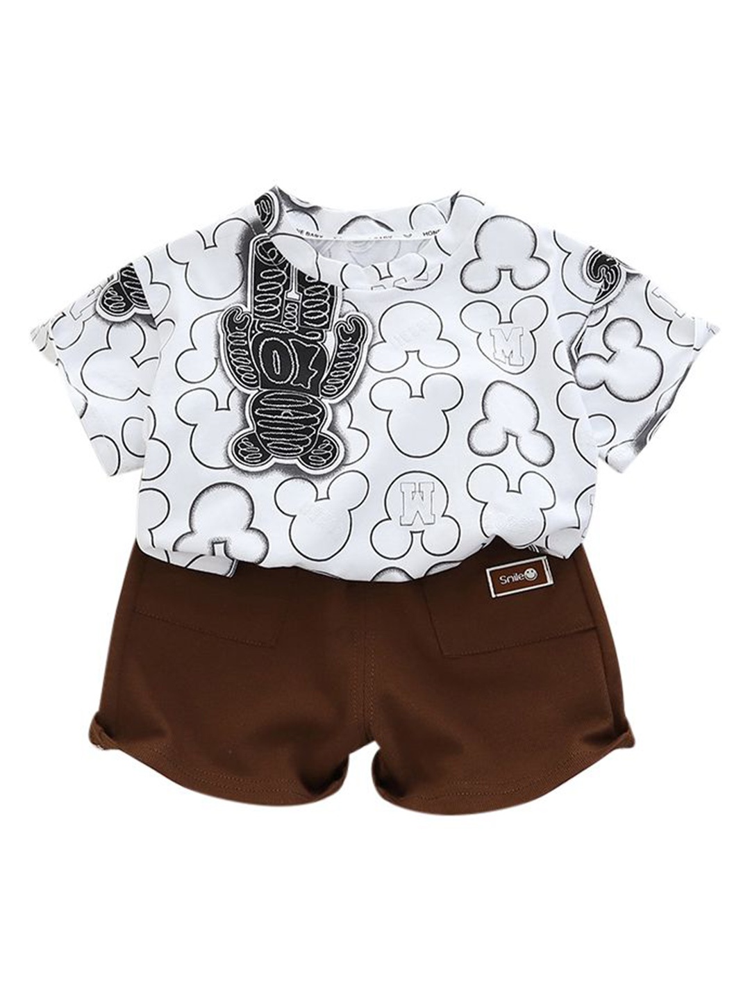

StyleCast x Revolte Infant Boys Printed Pure Cotton T-shirt with Shorts, White